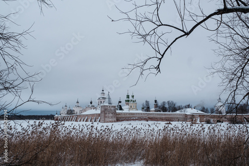 Wallpaper Mural View of the Kirillo-Belozersky Monastery from the lake side through the trees. Vologda Region Torontodigital.ca