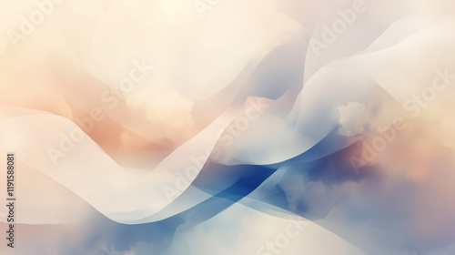 Abstract wallpaper featuring delicate pink and blue whirl patterns on a pale backdrop. photo