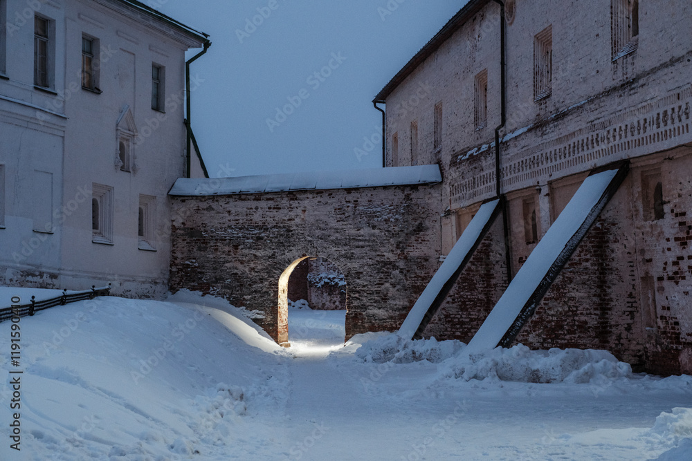custom made wallpaper toronto digitalView of the Kirillo-Belozersky Monastery in the evening under artificial light. Vologda region