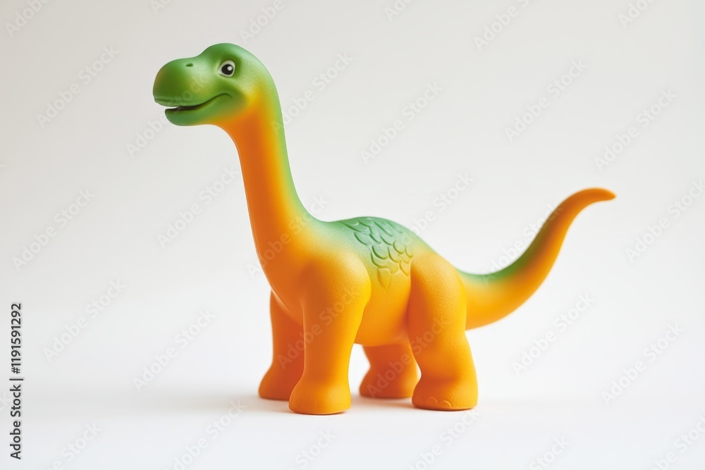 Naklejka premium Adorable Orange and Green Dinosaur Toy