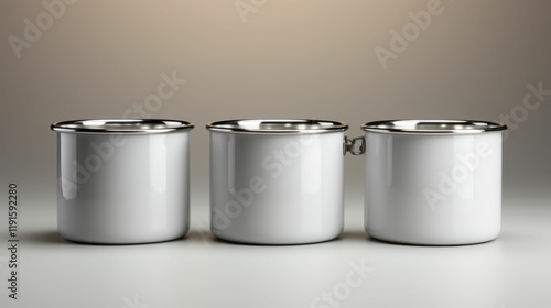 Wallpaper Mural Three white metal bowls sit on a white countertop Torontodigital.ca