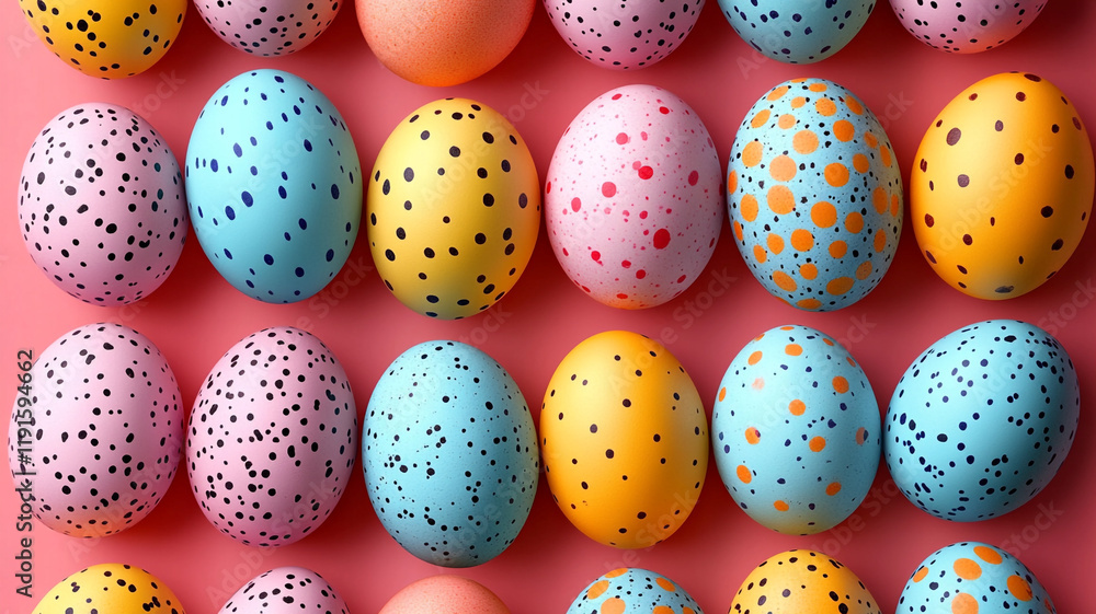 Bright colored Easter eggs on a pink background. Easter background. Bright colored Easter eggs on a pink background. Easter background.