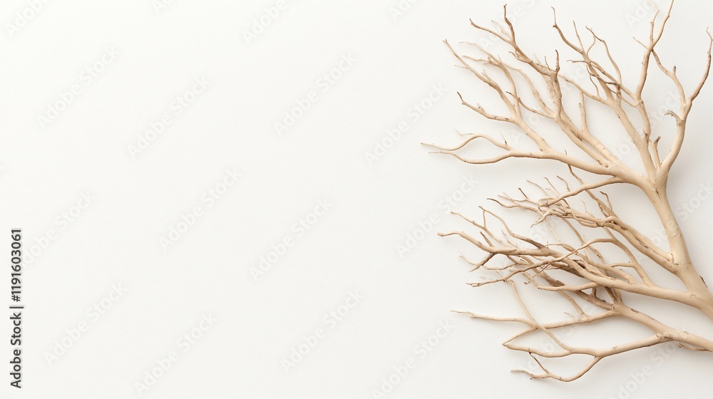 Fototapeta premium Beige bleached branches on white background. (1)