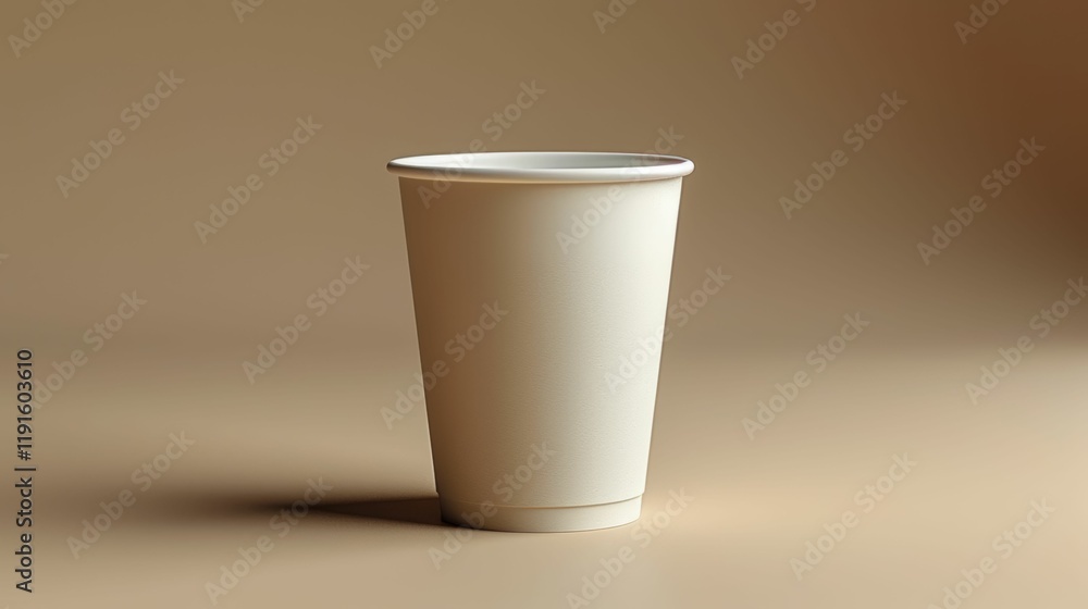 A white paper cup is sitting on a table A white paper cup is sitting on a table