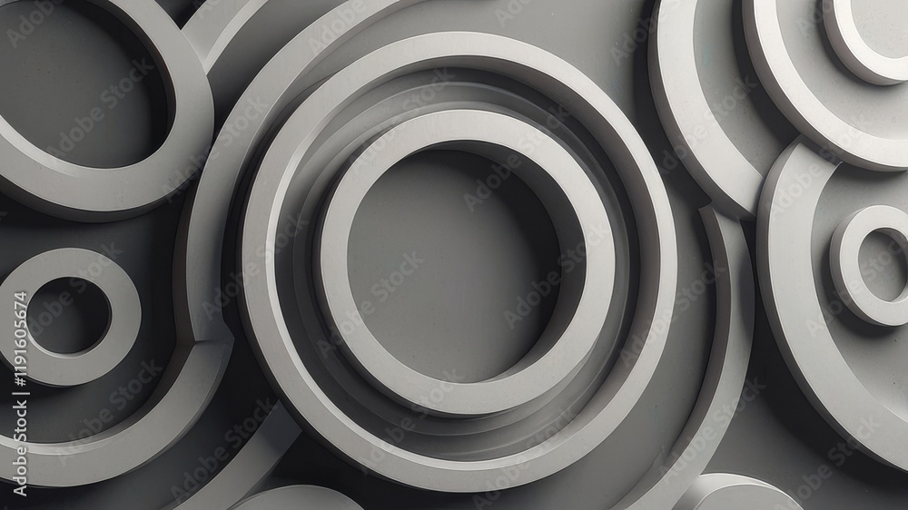Clean and simple 3d render illustration. Abstract rings background for business presentation. Radial bright pattern concept. Modern surface texture. Clean and simple 3d render illustration. Abstract rings background for business presentation. Radial bright pattern concept. Modern surface texture.
