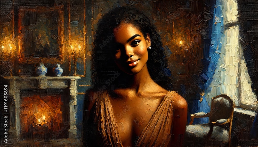 Fototapeta premium Golden Glow on Graceful Features