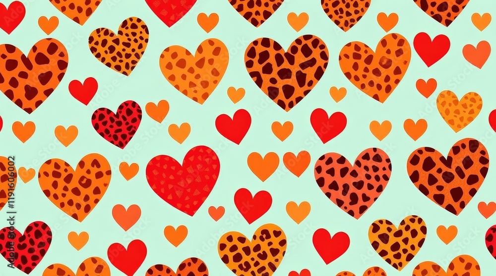 vibrant heart pattern overlaid with animal prints in warm reds, oranges, and yellows Professional, stock photo aesthetic vibrant heart pattern overlaid with animal prints in warm reds, oranges, and yellows Professional, stock photo aesthetic