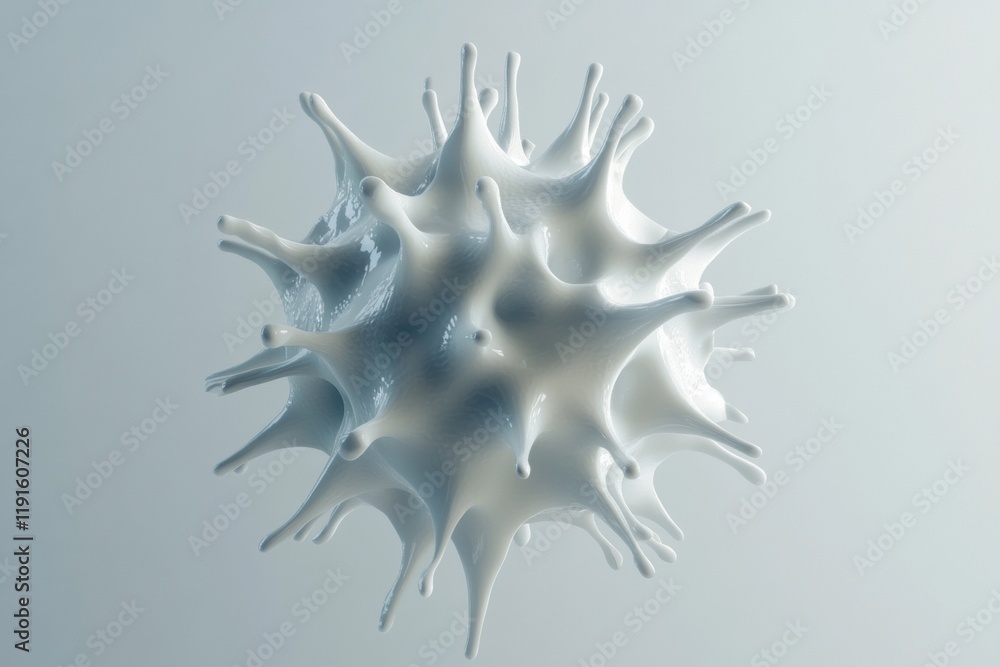 Minimalistic graphical representation of a virus with intricate surface details against a subtle background. Generative AI Minimalistic graphical representation of a virus with intricate surface details against a subtle background. Generative AI
