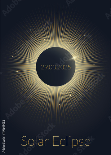 Solar eclipse banner, minimalistic tarot style