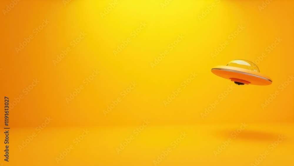 Fototapeta premium Cosmic Travel. Floating bulb Levitating moon lamp Hosting core Vegan sneakers Charging Perfume dupe Spring boot Fragrantica Lemon cash Giftee Orange flying saucer spaceship UFO futuristic technolog