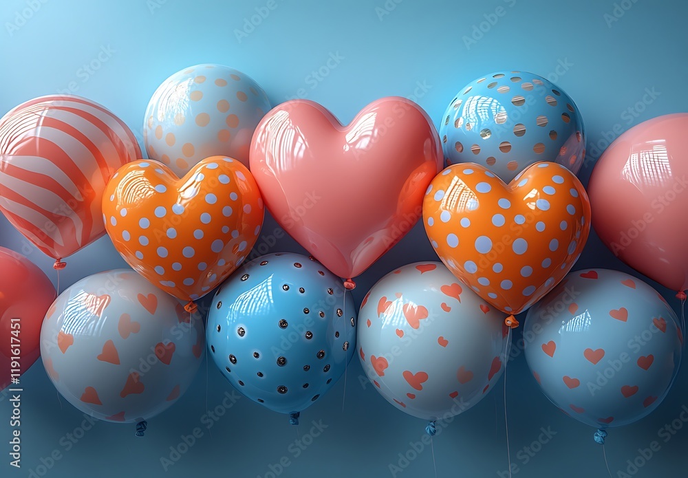 Fototapeta premium Heart-Shaped Balloon Cluster