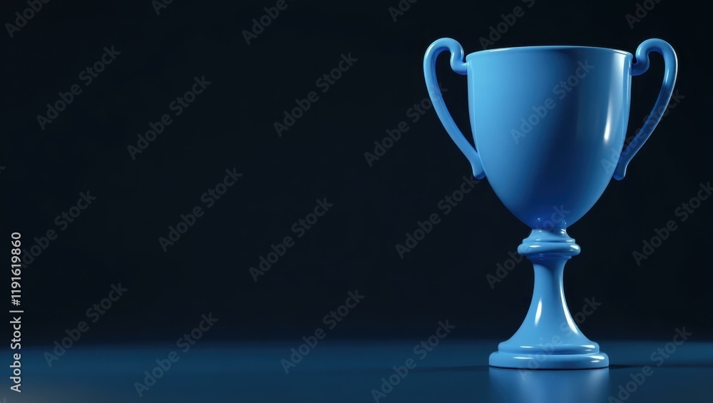 Periwinkle blue tennis trophy on left. Soft orange background. Copy space for text, 3D render AI Generated Designer Element Periwinkle blue tennis trophy on left. Soft orange background. Copy space for text, 3D render AI Generated Designer Element
