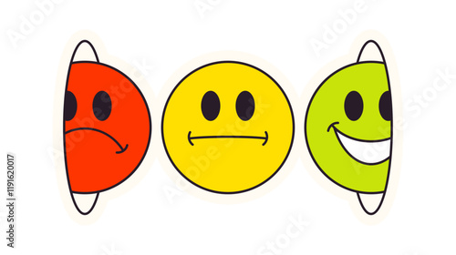 Smiley changing mood lovely sticker