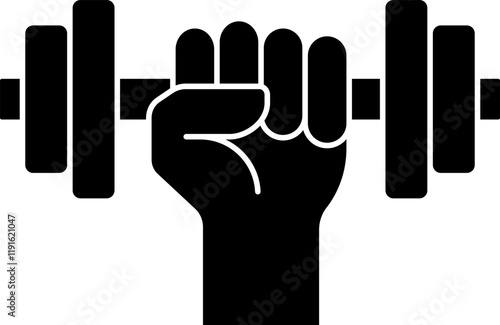 Dumbbell lifting icon in flat style.