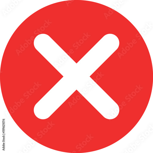 Cross mark icon in flat style.