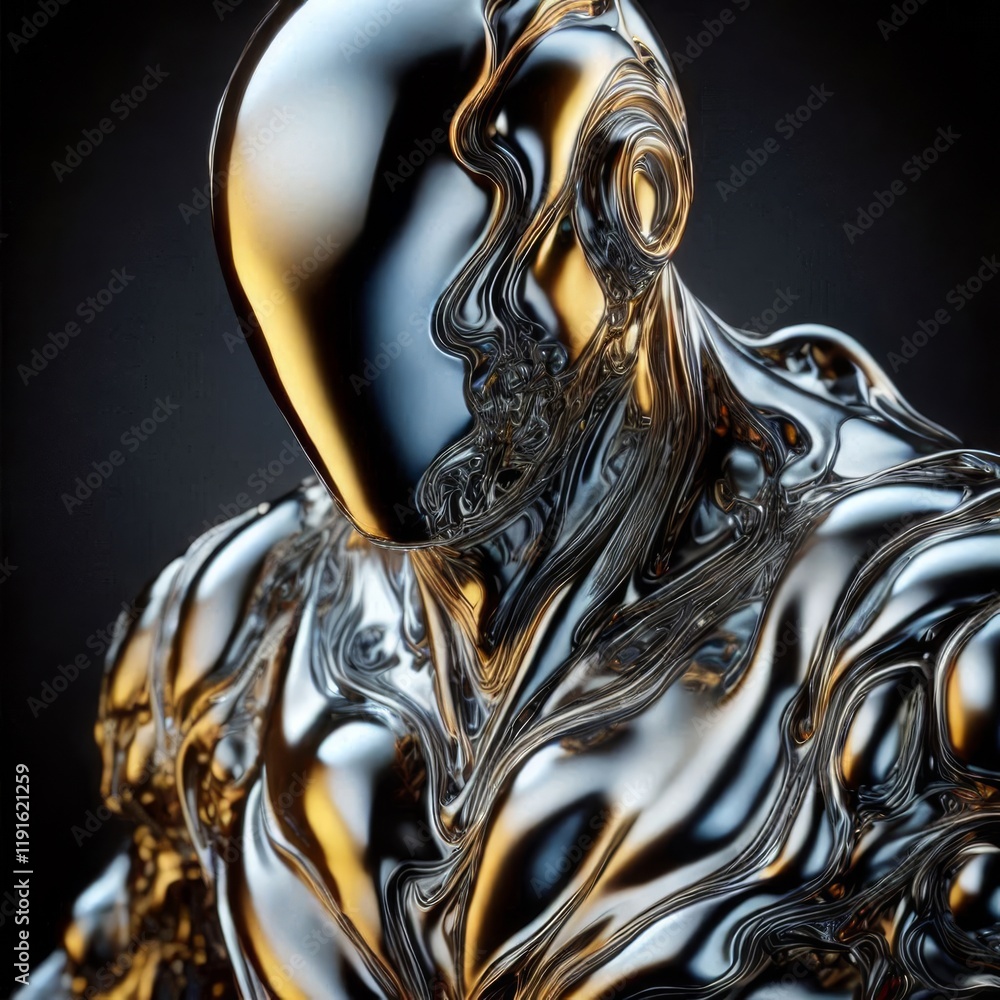 Artistic Metallic Bust with Fluid Design Artistic Metallic Bust with Fluid Design