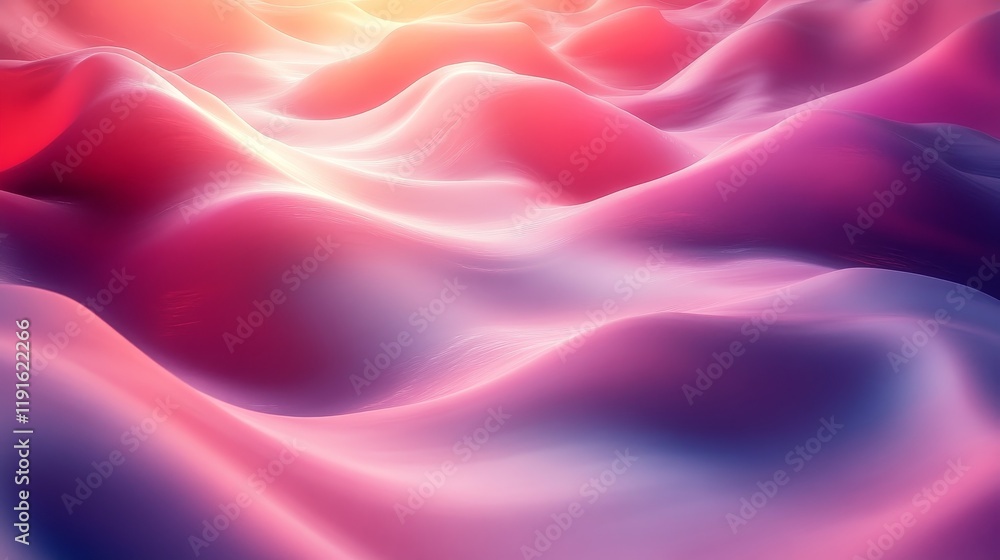 A pink and purple wave with a bright orange sun in the background A pink and purple wave with a bright orange sun in the background
