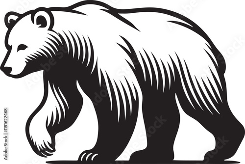 Powerful bear silhouette vector design, symbolizing strength and wilderness. Perfect for wildlife, nature, and outdoor-themed projects. Clean, scalable, editable EPS file.