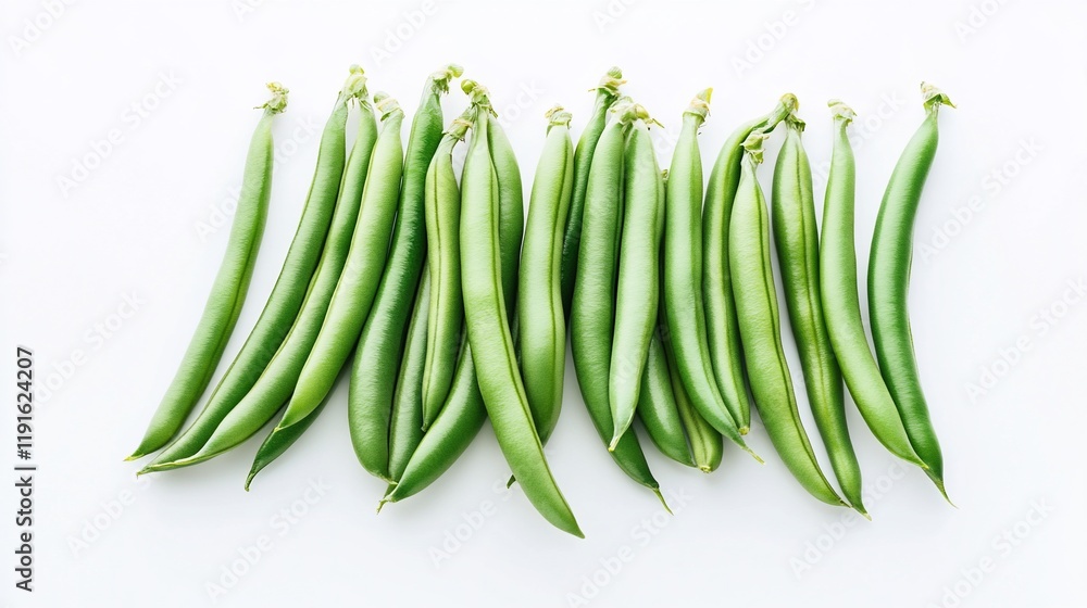 Fresh green beans arranged on white background. (1) Fresh green beans arranged on white background. (1)