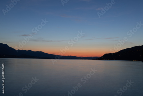 Wallpaper Mural Sunset over the Lake Thun. Swiss Alps in the background. Torontodigital.ca