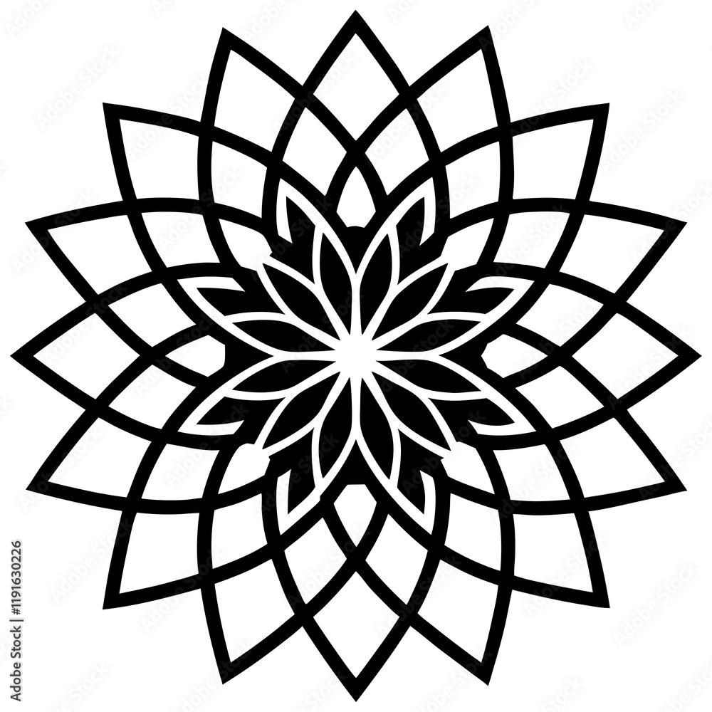Obraz premium Simple mandala silhouette vector Art design, Floral mandala Illustration, ornament, flower, design, outline, template, pattern, ethnic. mandala design for invitation card, coloring book.