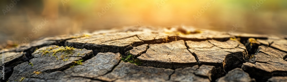 Cracked Wood and Moss in Sunlight Cracked Wood and Moss in Sunlight