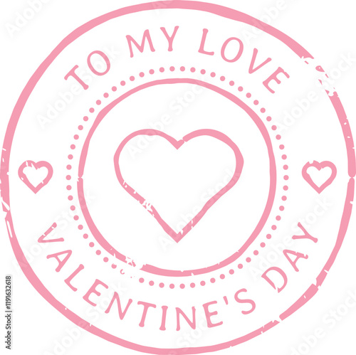 Pink Valentine s Day stamp featuring a heart design and elegantly written words To My Love alongside Valentine s Day, beautifully expressing love and heartfelt affection