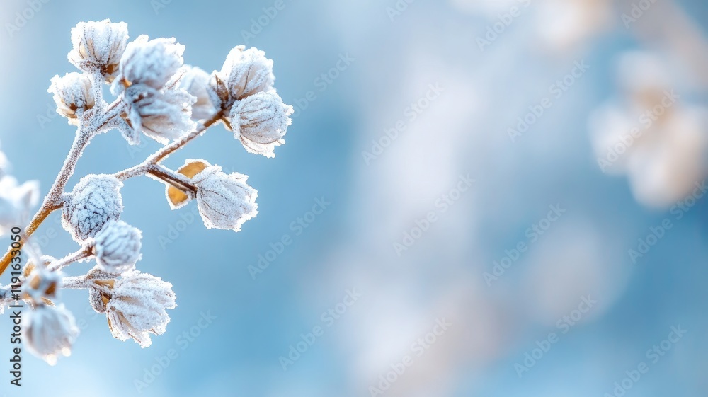 Frost-covered plant branches capture essence of winter Frost-covered plant branches capture essence of winter