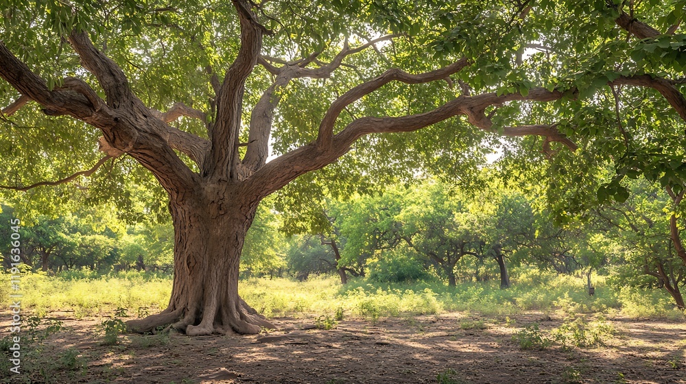 Majestic Tree Stands Tall In Lush Green Forest Majestic Tree Stands Tall In Lush Green Forest