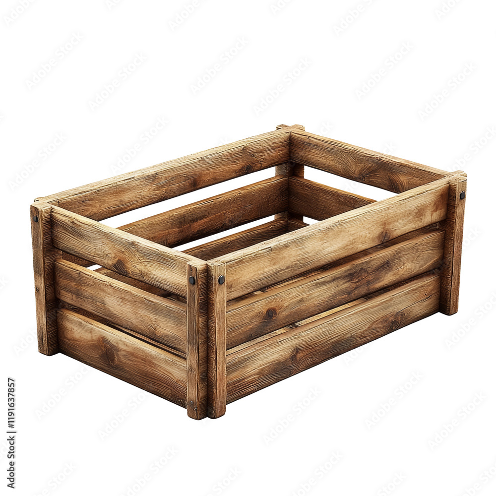 Rustic Wooden Storage Crate for Home Decor Isolated on transparent background Rustic Wooden Storage Crate for Home Decor Isolated on transparent background