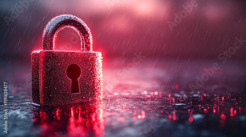 Digital padlock symbolizing cyber security technology for fraud prevention and privacy protection in computing systems against a dramatic blurred background with motion and backlight effects

 photo