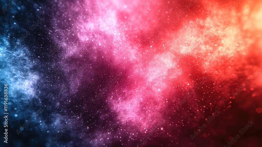 Fototapeta premium Abstract Cosmic Nebula Red Blue Sparkle Dust