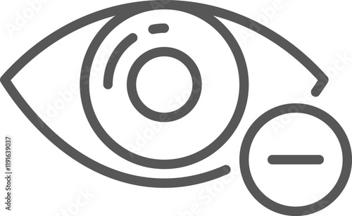 Gray icon depicting an eye with a minus sign, representing reduced vision, blindness, and various eye health issues. Emphasizing the importance of eye care and awareness