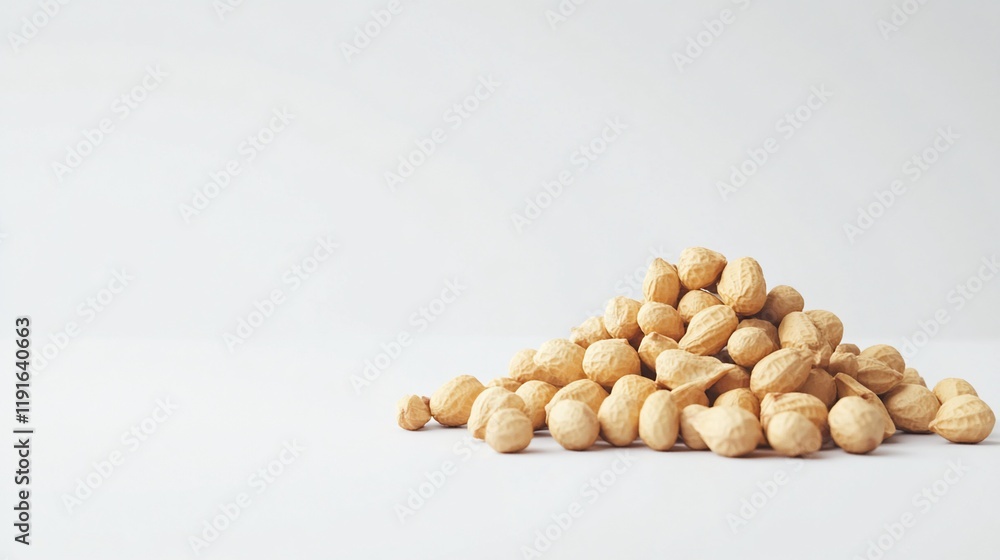 Pile of shelled peanuts on white background. Pile of shelled peanuts on white background.