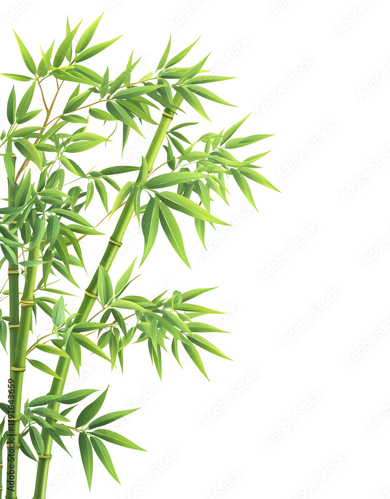 Obraz premium Elegant Bamboo Leaves on White Background – Minimalist Nature Design