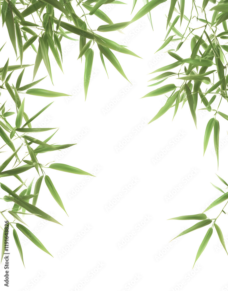 Fototapeta premium Elegant Bamboo Leaves on White Background – Minimalist Nature Design