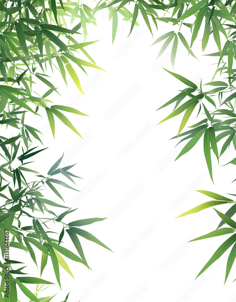 Fototapeta premium Elegant Bamboo Leaves on White Background – Minimalist Nature Design
