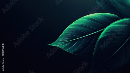 Vibrant green leaves with glowing edges create a captivating and serene natural background, ideal for projects related to nature, tranquility, and environmental themes photo