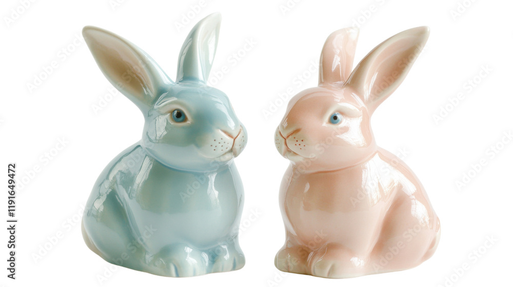 Obraz premium Ceramic bunny pair transparent background