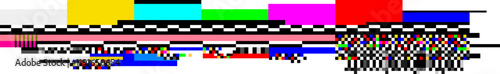 Pixel sorting glitch art technique creates an abstract colorful digital distortion effect with horizontal lines of various colors and checkered patterns