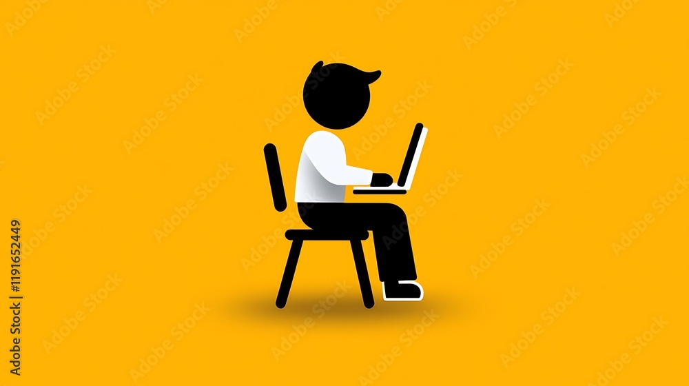Fototapeta premium Simple illustration of person working on laptop.