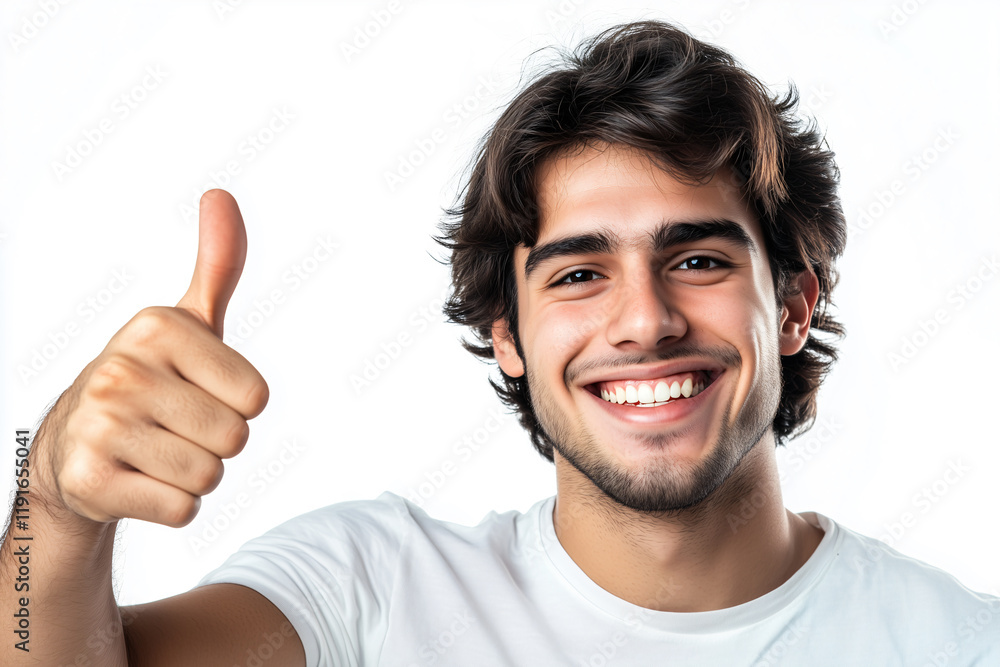Young handsome man over isolated white background with thumb up Young handsome man over isolated white background with thumb up