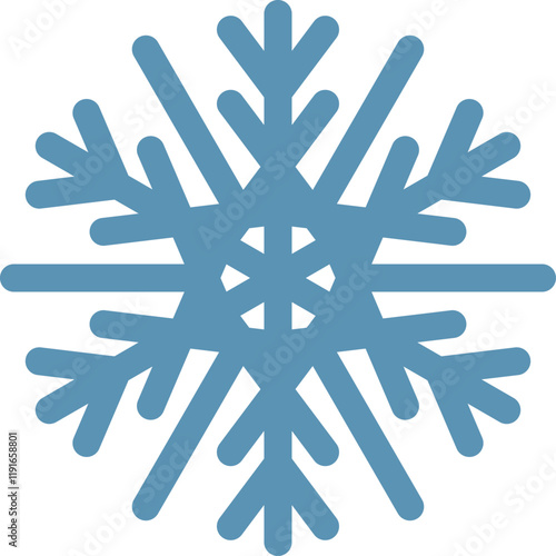 Stylized blue snowflake on white background representing winter, christmas, cold temperatures, snow and ice, perfect for winter and christmas themed projects