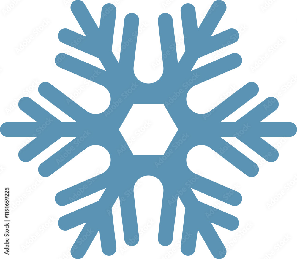 Light blue snowflake icon isolated on a white background, symbolizing winter and the holiday season, evoking feelings of cold temperatures, ice, and snow Light blue snowflake icon isolated on a white background, symbolizing winter and the holiday season, evoking feelings of cold temperatures, ice, and snow