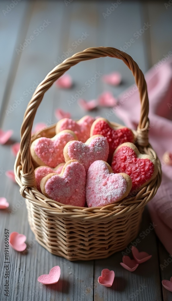 Valentine’s Day Basket with Heart Cookies Valentine’s Day Basket with Heart Cookies