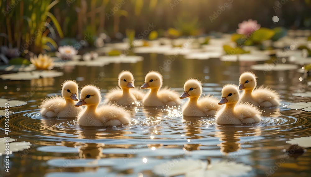 Family of ducks created with Generative AI technology