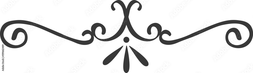 Classic decorative element separating text sections, featuring elegant swirls and a central ornament, providing visual appeal and structure to page layouts Classic decorative element separating text sections, featuring elegant swirls and a central ornament, providing visual appeal and structure to page layouts