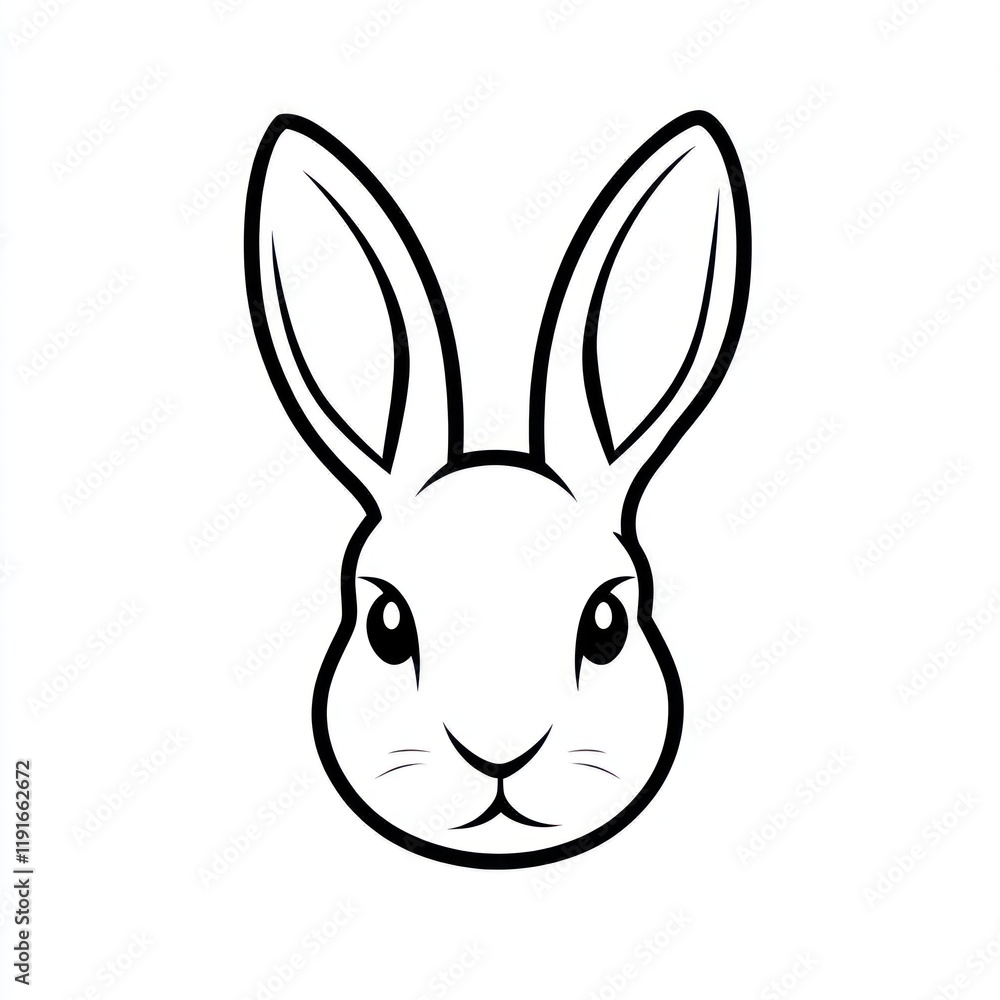 Obraz premium Rabbit head, simple line art, white background, Easter design