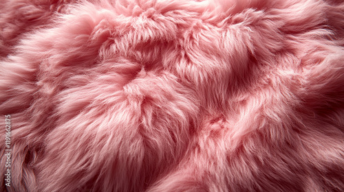 A soft, textured pink fur surface viewed from above, featuring a smooth sheepskin pattern, creating a sense of warmth, comfort, and coziness with its luxurious wool texture and delicate shaggy appeara photo