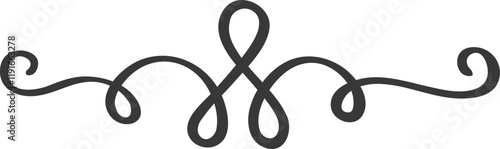 Hand drawn flourish swirl creating a decorative dividing line, enhancing designs with elegance and sophistication. Perfect for adding a refined touch to various artistic projects